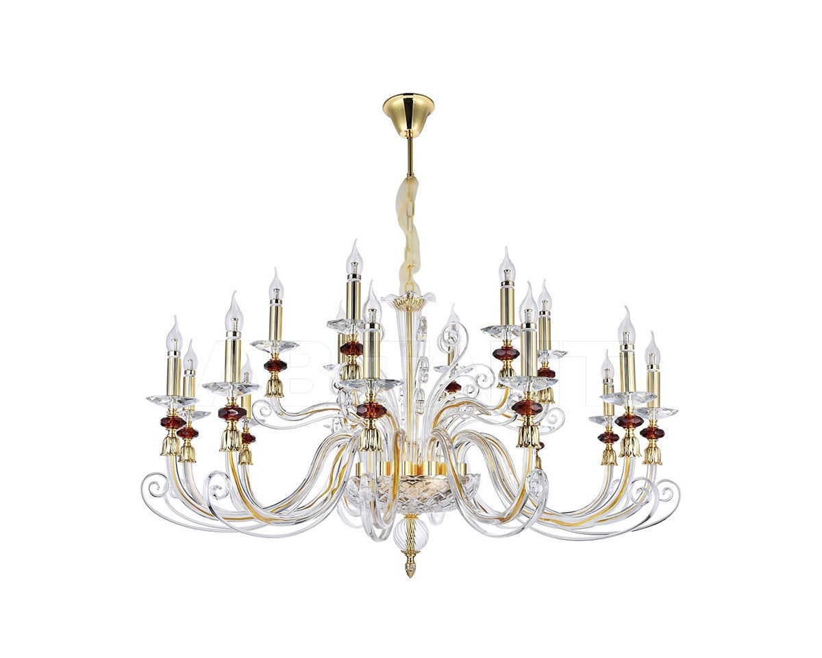 Buy Сhandelier Crystallux 2018 CATARINA SP12+6 GOLD/TRANSPARENT-COGNAC