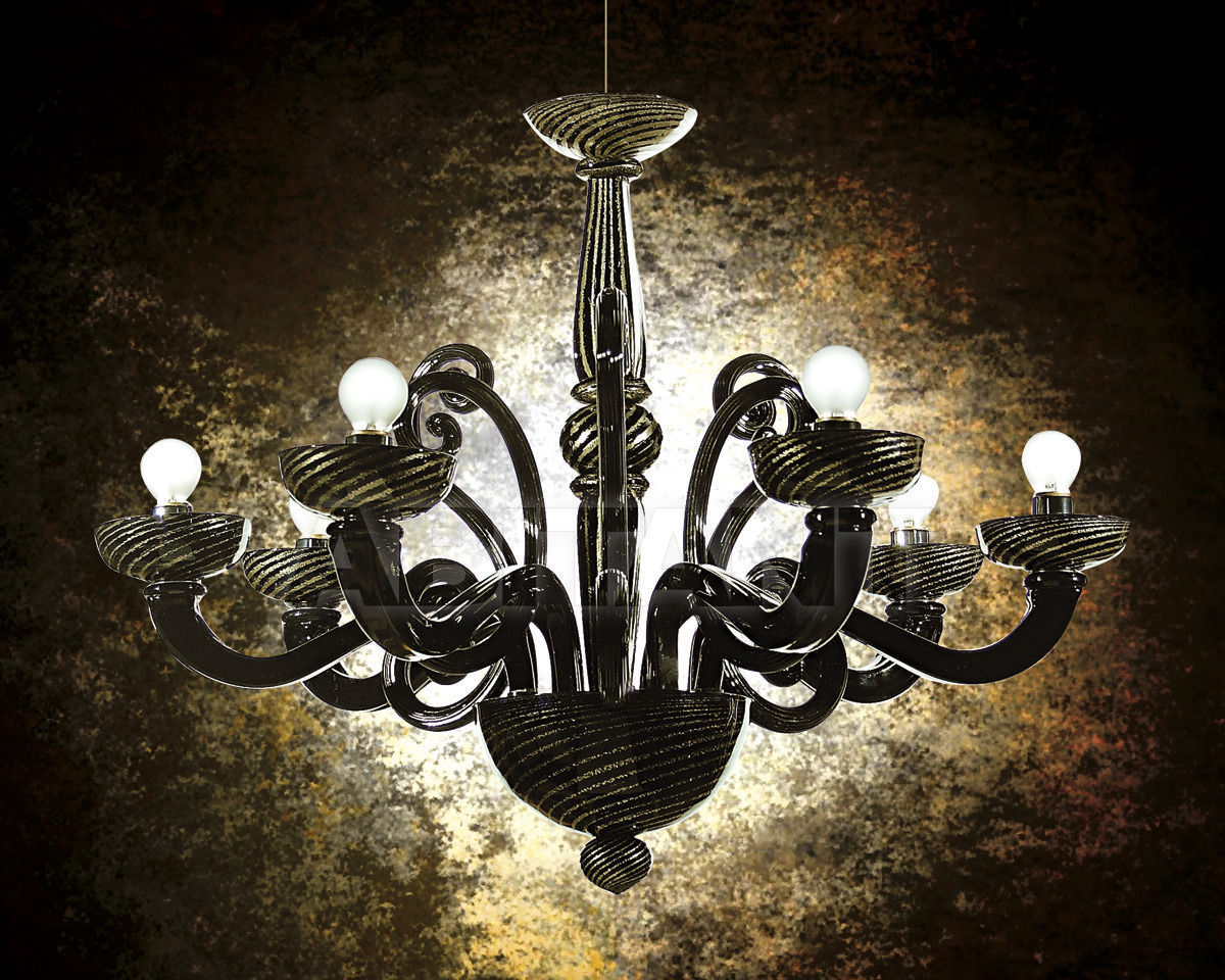Сhandelier 102L6 Nero oro bianco price on request Buy Сhandelier Cavalliluce di Mirco Cavallin Venice 102L6 Nero oro bianco