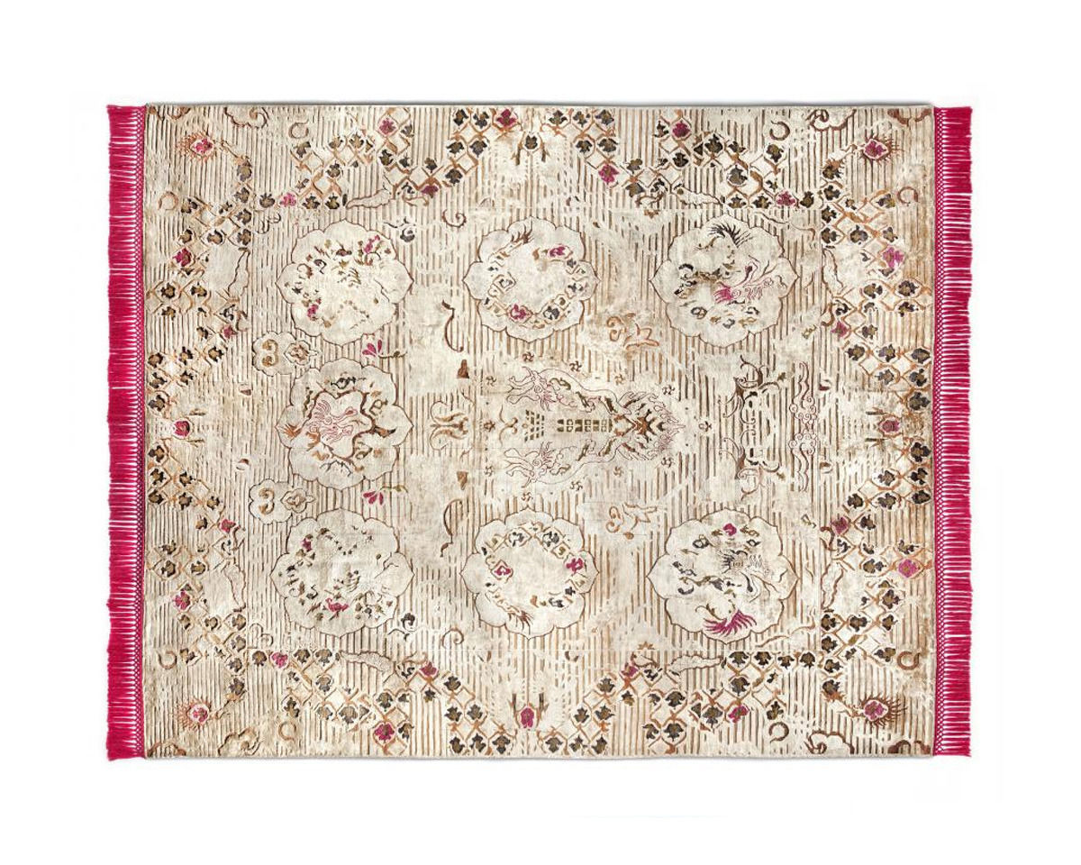 Buy Modern carpet Rug Star Oxidized Ikat Dragon 03 | EyeCandyPink | SilkFringes